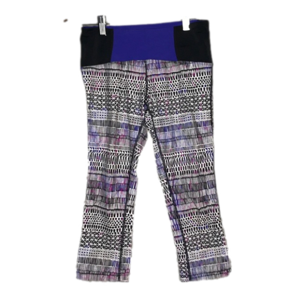 Prana Purple and Black Geometric Print Capri Leggings
